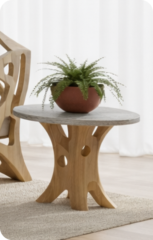 Side table with stone top